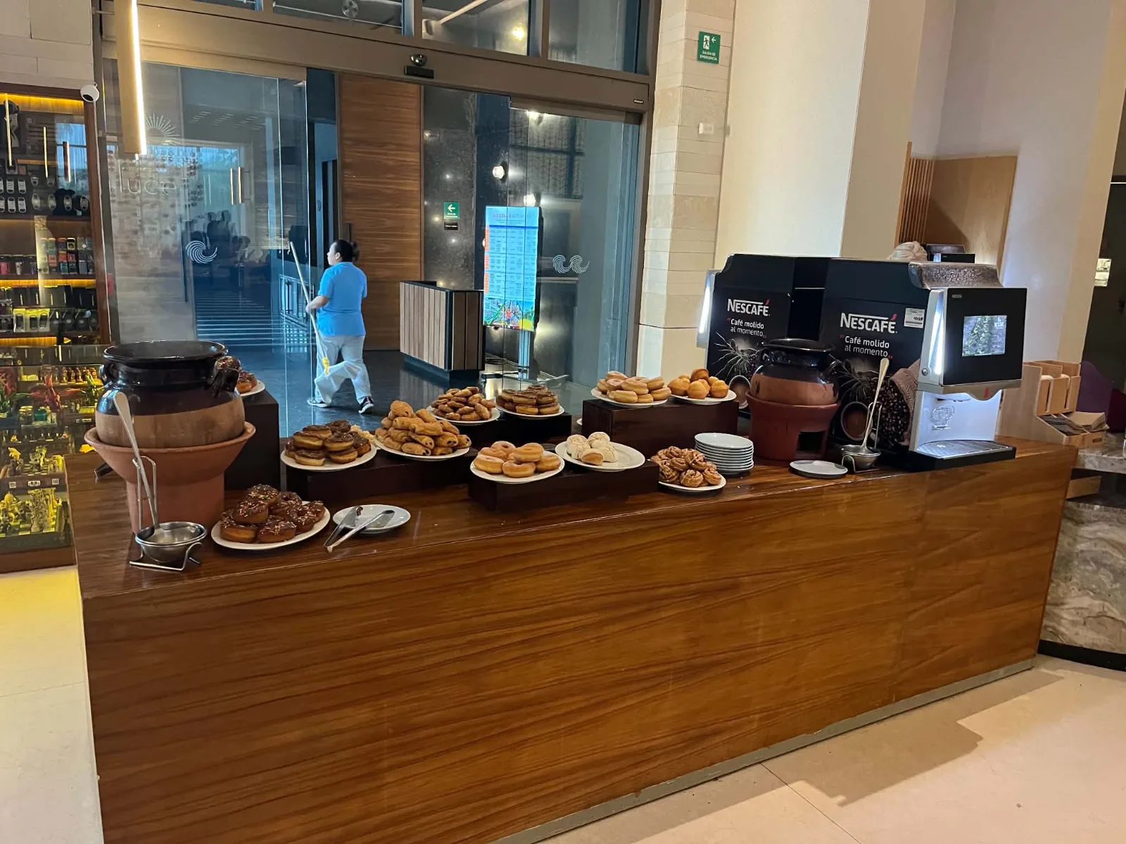 Self serve coffee, tea, and treats at the Hilton Cancun
