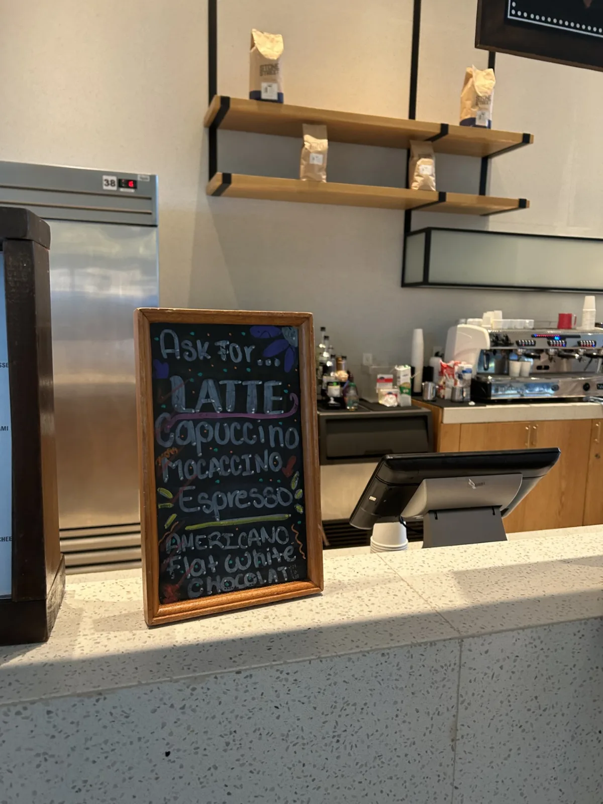 Coffee menu at the 24 hour cafe at the Hilton Cancun