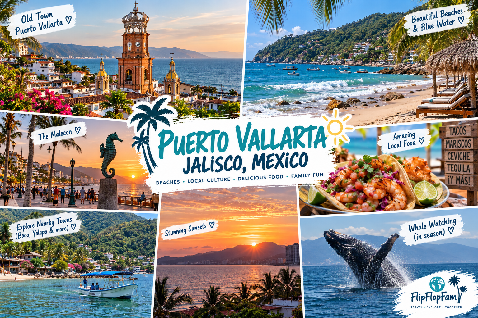 Puerto Vallarta, Jalisco: Old town, whale watching, sunsets, beaches, nearby towns of Yelapa, Boca de Tomatlan