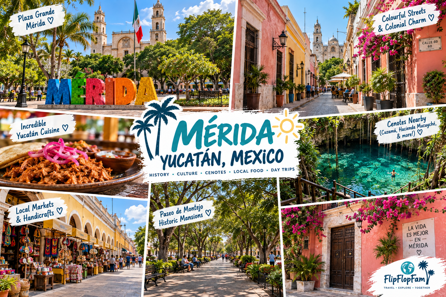 Merida, Yucatan: Plaza Grande, Paseo de Montejo, colonial, colorful streets, markets, musical performances